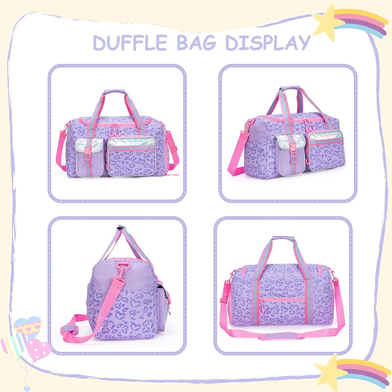 Oruiji Kids Duffle Bag Girls Women Travel Bag Gifts Overnight Bag for Girls Women Tote Sleepover Bags for Girl Gym Dance Bags with Shoes Compartment - Image 3